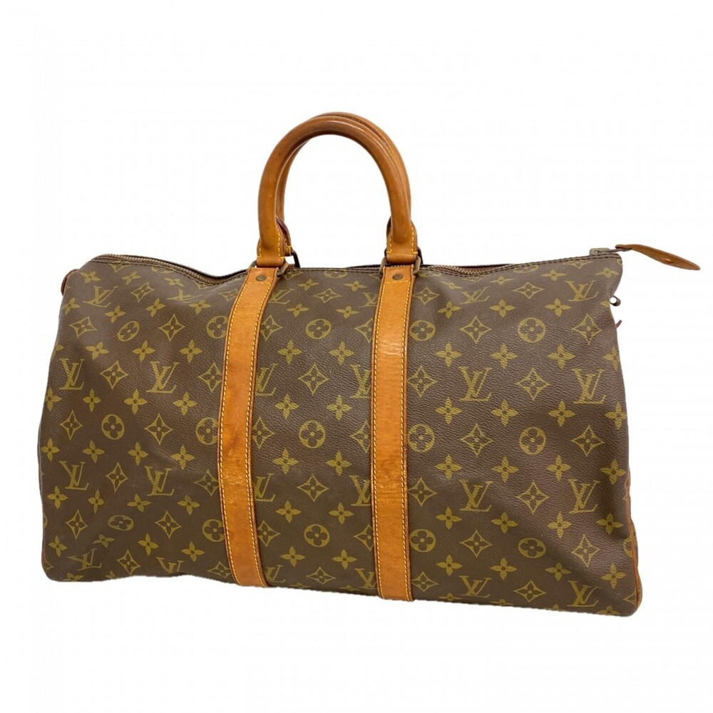 LOUIS VUITTON Authentic Brown Monogram Keepall 45 Boston Bag